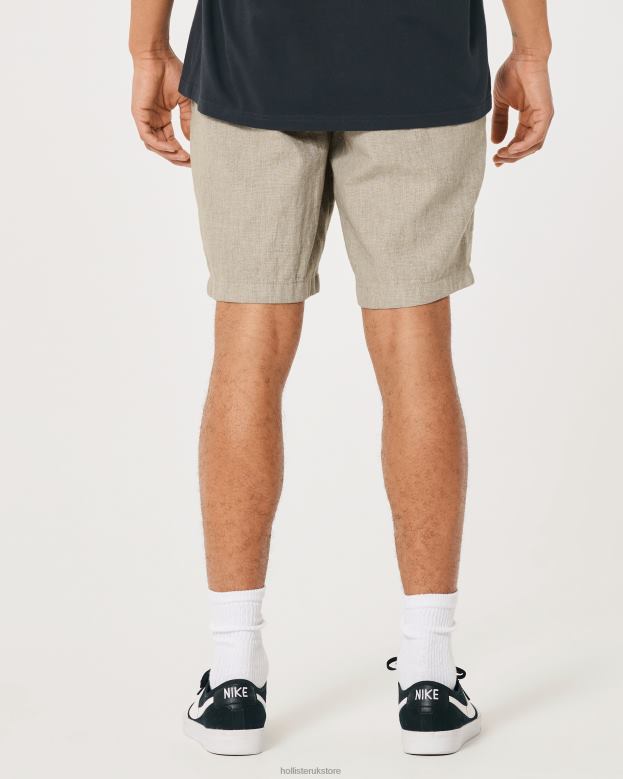 Bottoms Hollister Men Flat-Front Linen Blend Shorts 9\\ 488201268 Light Brown